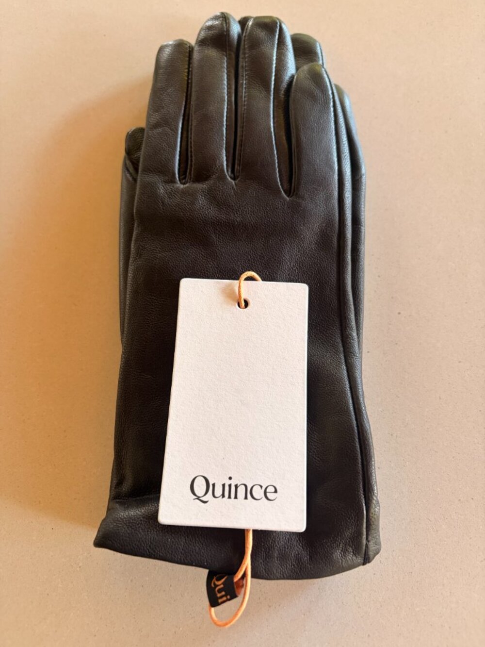 QUINCE Black Leather/Cashmere Lined Gloves